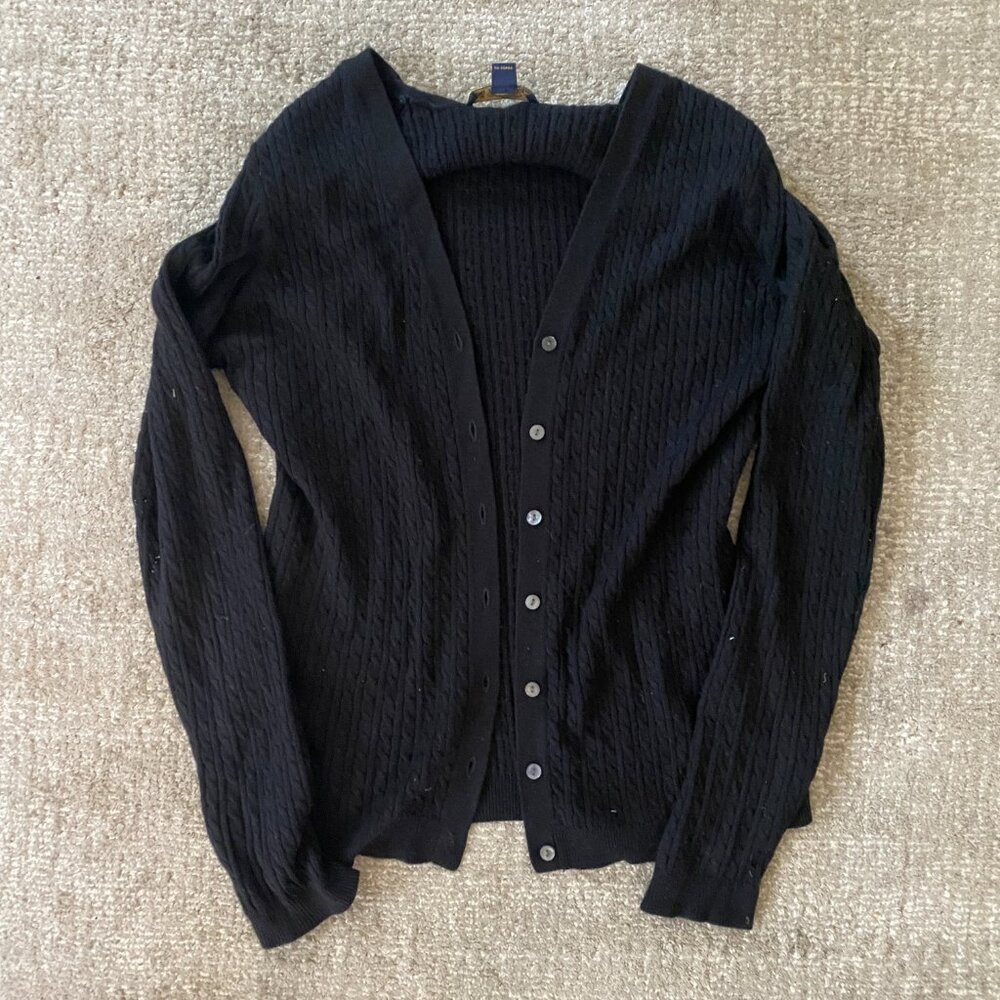 Brooks Brothers black ribbed cardigan